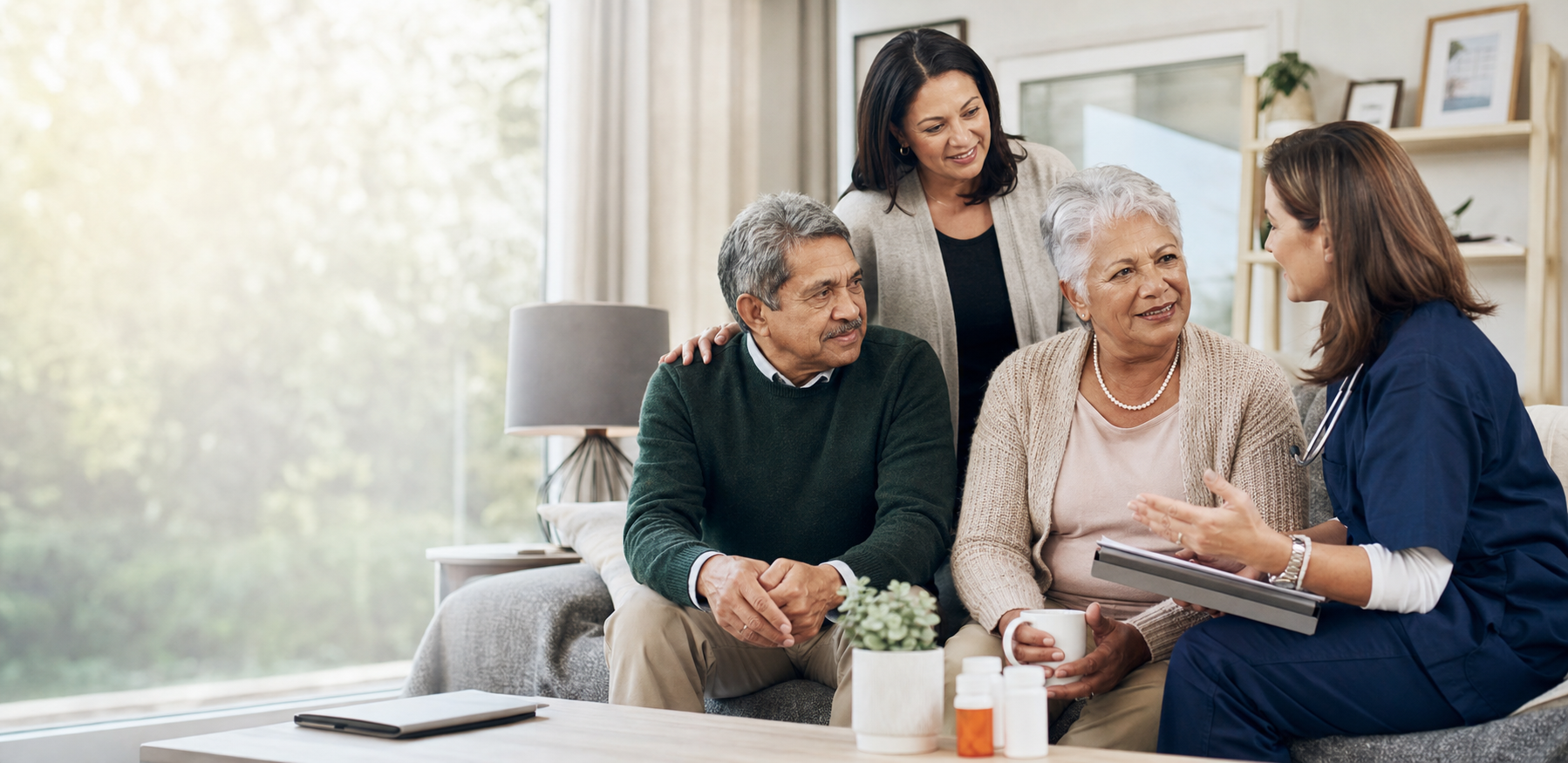 Adults around age 80 reviewing a practical health plan